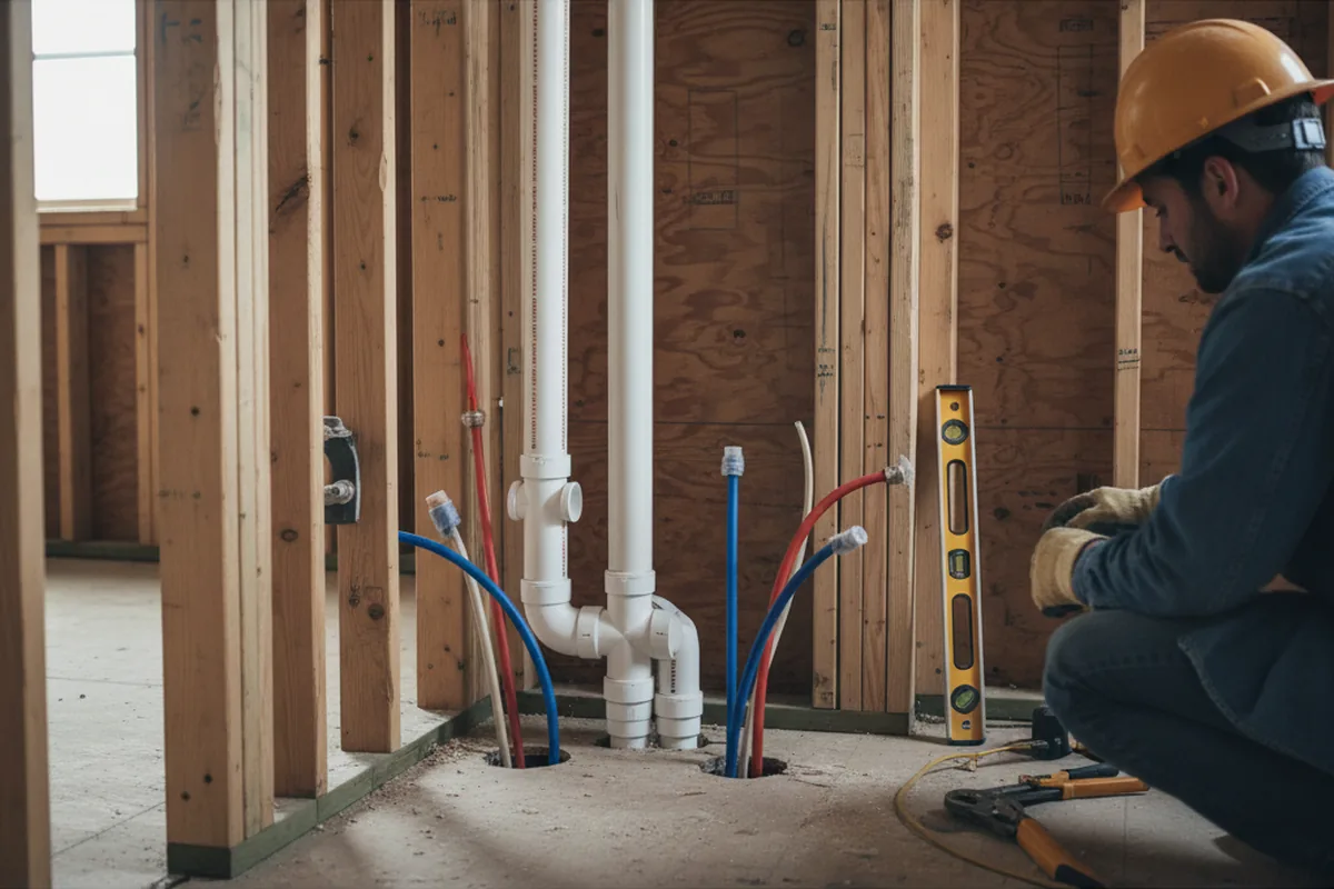 Drain and supply rough-in during Leak Detection in Mineral